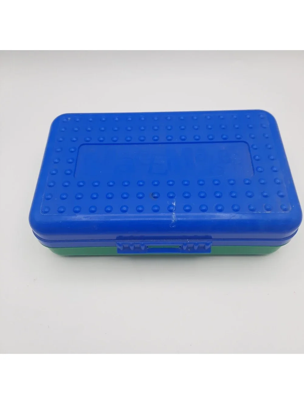 SpaceMaker Pencil Box Solid Blue Green 90s Vintage Plastic Storage Case USA